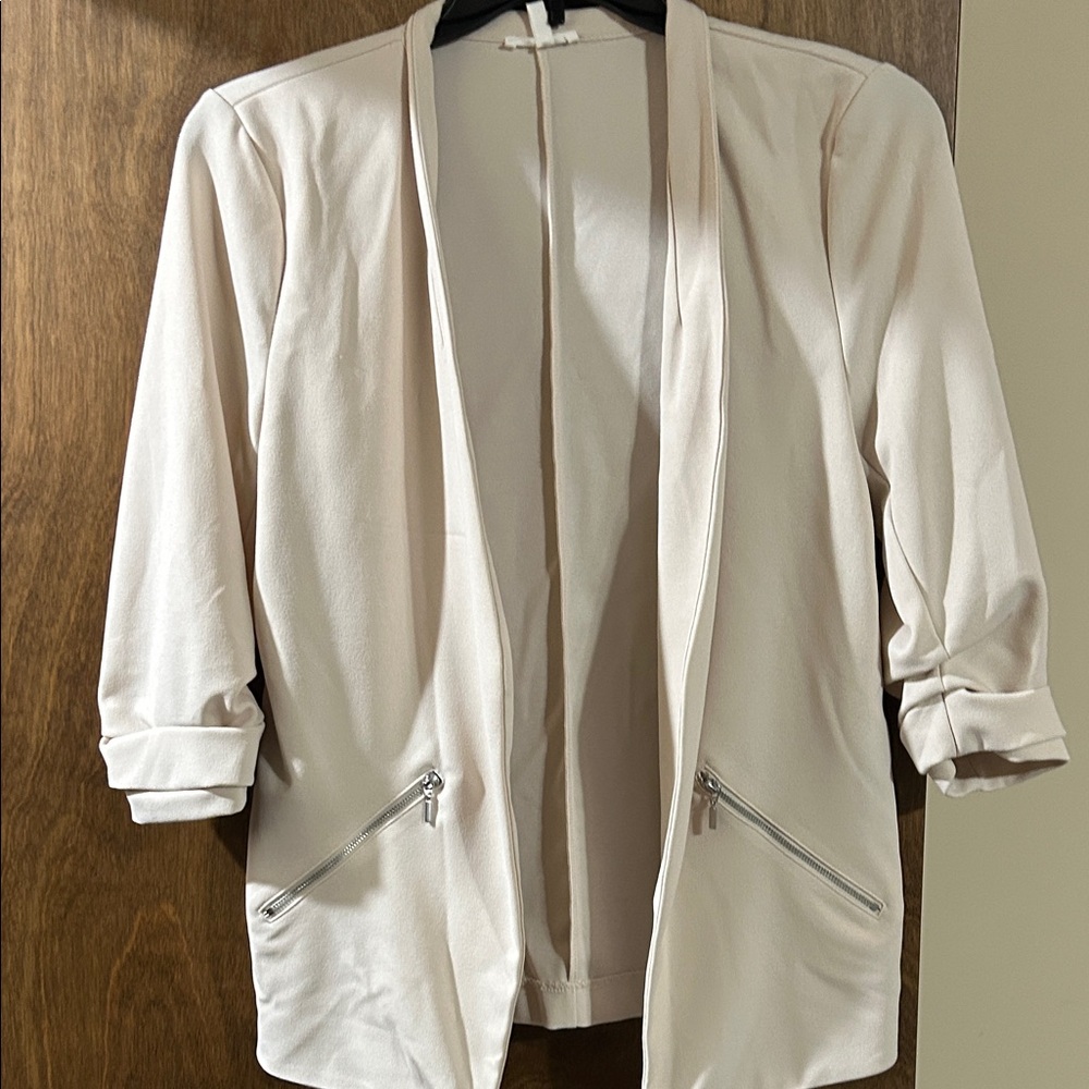 Maurices Cream Women's Blazer with Zipper Accents
